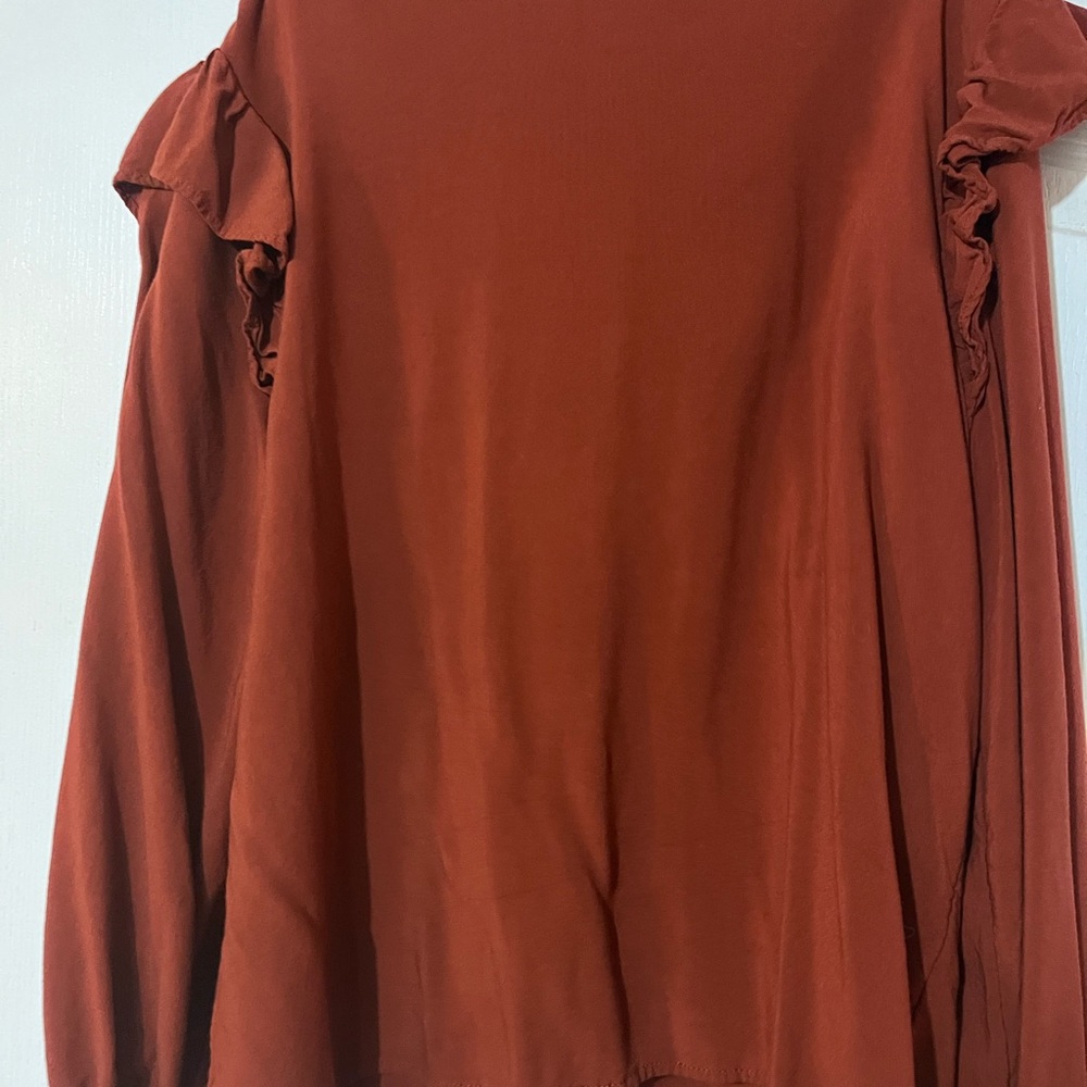 Elegant Rust Button-Up Blouse - Picture 4 of 6